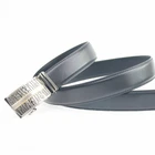 New Design Hot Sell Different Auto slide Buckle Black Genuine leather Split Leather Men Belt