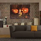 Manufacture Painting Amazing Halloween Pumpkin LED Illuminate Canvas Painting With Lamp For Home/ Decoration