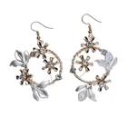 Vintage Gold Rhinestone Charm Earrings Handmade Wedding Bridal Party Flower Drop Earrings Jewelry Wholesale