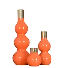 Porcelain Decorative Porcelain Modern Nordic Orange Porcelain Flowers Bouquet Vases For Home Decor Ceramic Decorative Vase