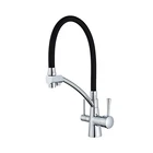 Hot& Cold kitchen Mixer black flexible hose best kitchen faucet 2019 brass double handle long neck faucet