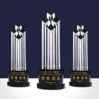 unique 4 pillars glass award crystal trophy in business gift