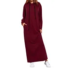 Spring Autumn Dress Women Maxi Dress Long Sleeve Hooded Lady Casual Hoodies New Fashion Casual Dress
