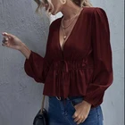 Blouse For Woman Blouse For Woman Blouse For Woman With Long Sleeve Bow Waist Casual Blouse New Design