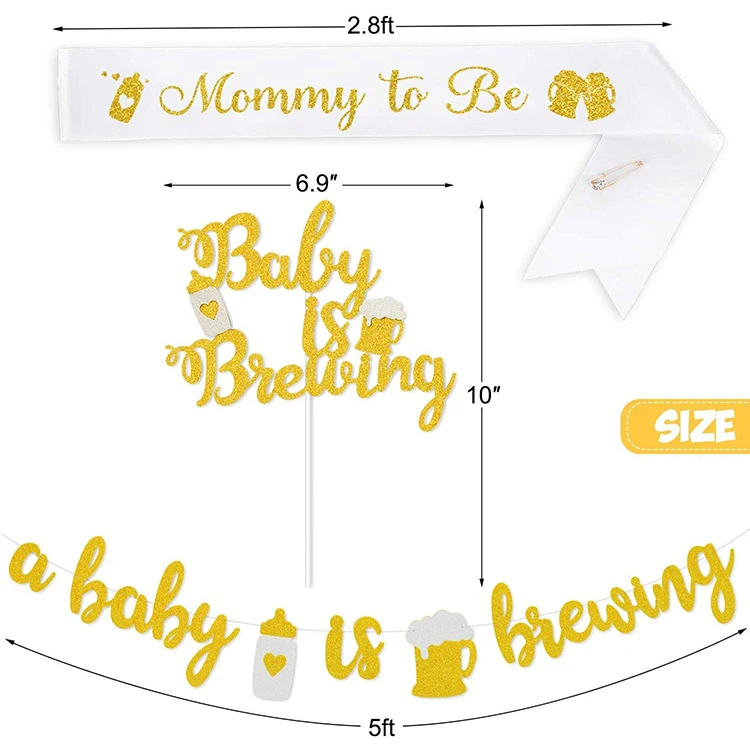 a baby is brewing banner cake topper mommy to be sash babyshower