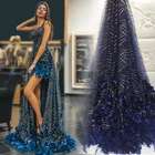 Lace Fabric Luxury Women Embroidered Net 3d Floral Sequin Lace Fabric For Evening Gown