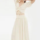 White short sleeve calf length casual summer Women dress