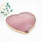 Hot new products high quality rose jade quartz coaster Round Heart Shaped Hexagon Large Slice Crystal Geode Stone