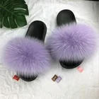 Fast supply speed fur slide sandal Women Fox Fur Slides custom slippers fur
