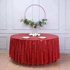 Outdoor Wholesale Luxury Red Wedding 108inch Sequin Round Table Cloth