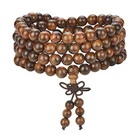 Women Men 8mm Wooden Bead Buddhist Prayer Mala Necklace Bracelet Gift Jewelry