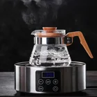 クラシック耐熱ホウケイ酸コーヒーポット 400 ミリリットルガラスコーヒーメーカーの上に注ぐコーヒーティーポットと木製ハンドル