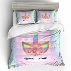 3 Piece flower girl 3D cartoon bedding set duvet cover for unicorn twin bed set