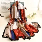 Wholesale 2020 new design satin chiffon shawl high quality vintage block pattern printed scarf silk
