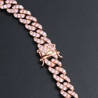 Hot Selling Jewelry Butterfly Cuban Chain Iced Out Plated Rose Gold Chain Necklace For Women