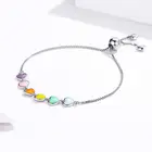 Fashion unique rainbow-colored heart shaped sterling silver bracelet