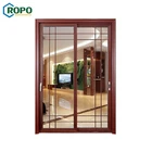 Modern Aluminum Security Panel Glass Slide Entry Door