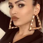Wholesale Gold Plated Personalized Large Earrings Hoop Bamboo Earrings for Women