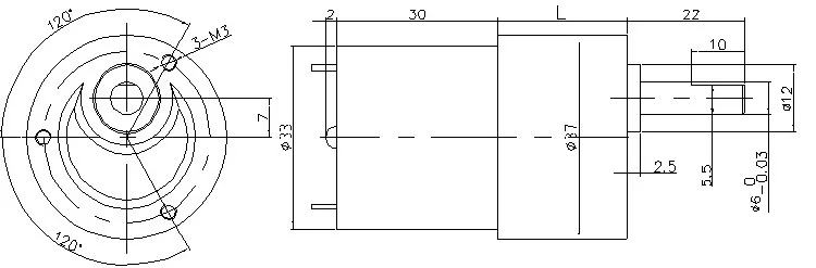 12V Spur Geared Motor 5W DC Gear Motor BMM238M