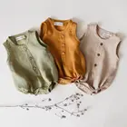 Baby Cotton Romper Infant Robe Baby Boy Playsuit Linen Cotton Romper Baby Bubble Button Clothes For SummeB