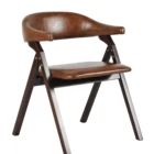 Vintage Folding Chair PU PVC or Fabric Beech Solid Wood Dining Chair