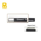 Gold color aluminum plate name badge with magnet