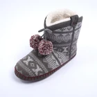Vegan Friendly Slippers For Women Flat Knit Boots, Faux Fur Home Slippers Women Winter booties