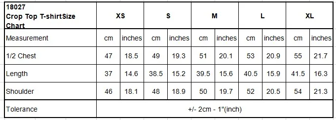 18027 Size Chart