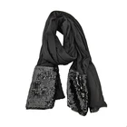 Embroidery Scarf Embroidery Scarf High Quality Custom Black Sequin Embroidery Winter Women Scarf