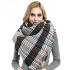 A10 Hot Sale Women fashion design Shawl for ladies polyester Big Square Stripes Scarf