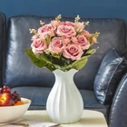 Multi- color rose bouquet bridal flowers silk flower home decoration artificial fabric flower high quality for cemetery