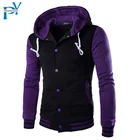 Men Outwearing Covered Button Varsity Jacket Unisex Fleece American Style University Hooded Jacket