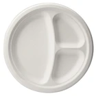 Biodegradable Sugarcane 9 inch 3 compartment fancy fruit Plate Bagasse pulp plate