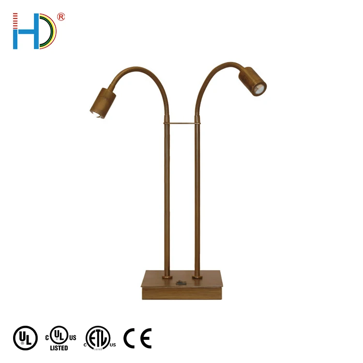 Modern Anodized Bronze Finish Rocker At Base Light Study Table Lamp For Bedroom