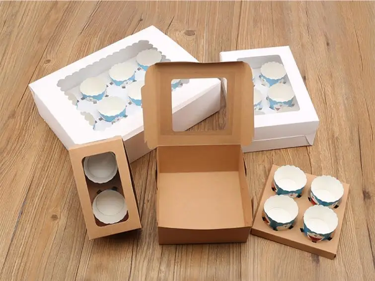 Mini Cupcake Box Cavity White And Brown Flat Shipping Gsm With