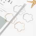Geometric Hoops Jewelry Iron Hollow Flower Shape Hoop Earrings