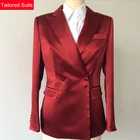 Formal Red Coat Pant Women Wool Suit 2 Piece Suit Pants Customized High Quality Double Breasted Women Blazer Suit