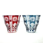 Czech style cut to clear glass cup drinking tumbler Kiriko