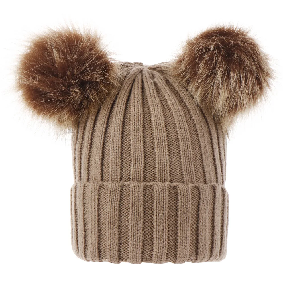 0-24 Months Baby Hats Newborn Infant Beanie with faux Fur Pom Pom Winter