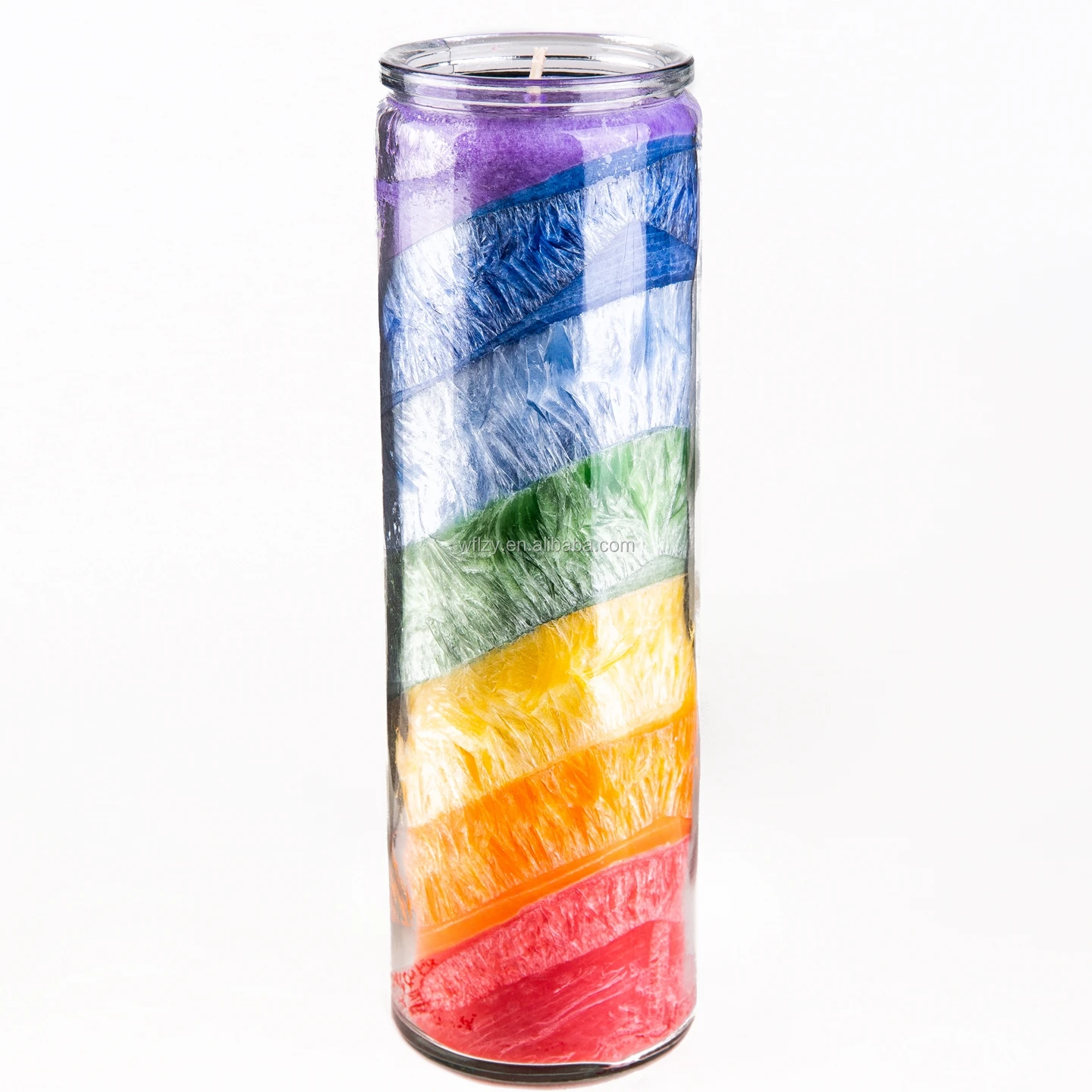 wholesale 8 inch rainbow glass jar 7 days religious candles