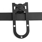Soft Closing Flat Track U Shaped Black Kitchen Cabinet Bedroom Furniture Hang Sliding Barn Door Hardware Kit System