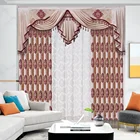 Burgundy Beige Home Jacquard Luxury Europe Curtain Living Room