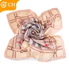 Latest Elegant Light Brown Silk Grid Printing Scarf for Ladies