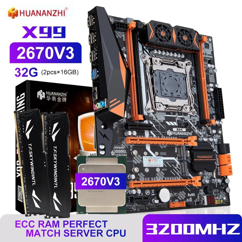 Huananzhi X99 Bd4 Motherboards Cpu Combo Kit Lga 2011 3 Ddr4 Memory