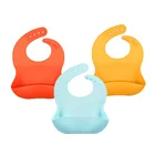 Amazon hot sale BPA Free Antibacterial food grade washable boy girl waterproof Soft silicone baby bibs