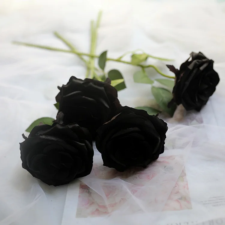 Хорошее качество оптовая продажа свадебные Occassion Черная роза искусственный цветок Декоративные
