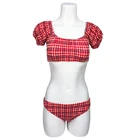 Wholesale short sleeves yarn-dyed seersucker ladies tankini womens swimwear beachwear