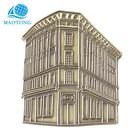 Personalized customization souvenir bronze metal building shape fridge magnet