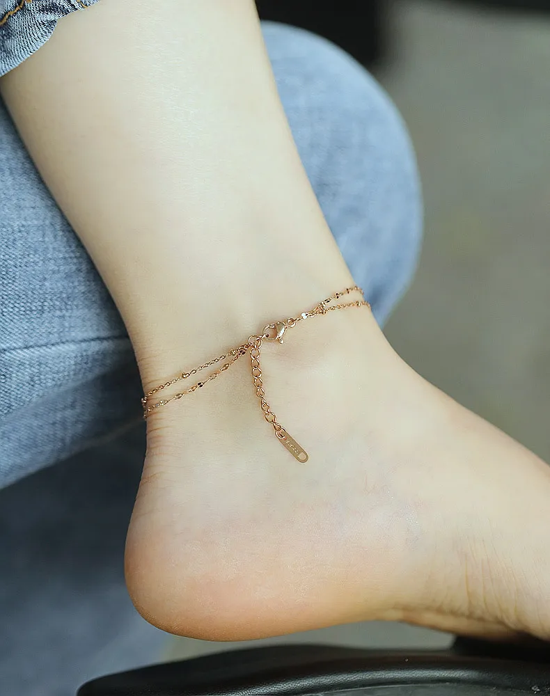 wholesale heart pendant rose gold anklets foot jewelry stainless steel chain link custom anklet anklets