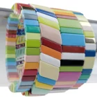 Alibaba Online Shopping 2019 New Trendy Enamel Rainbow Alloy Tile Bracelet Enamel Stretch Bead Bracelet for Women Jewelry